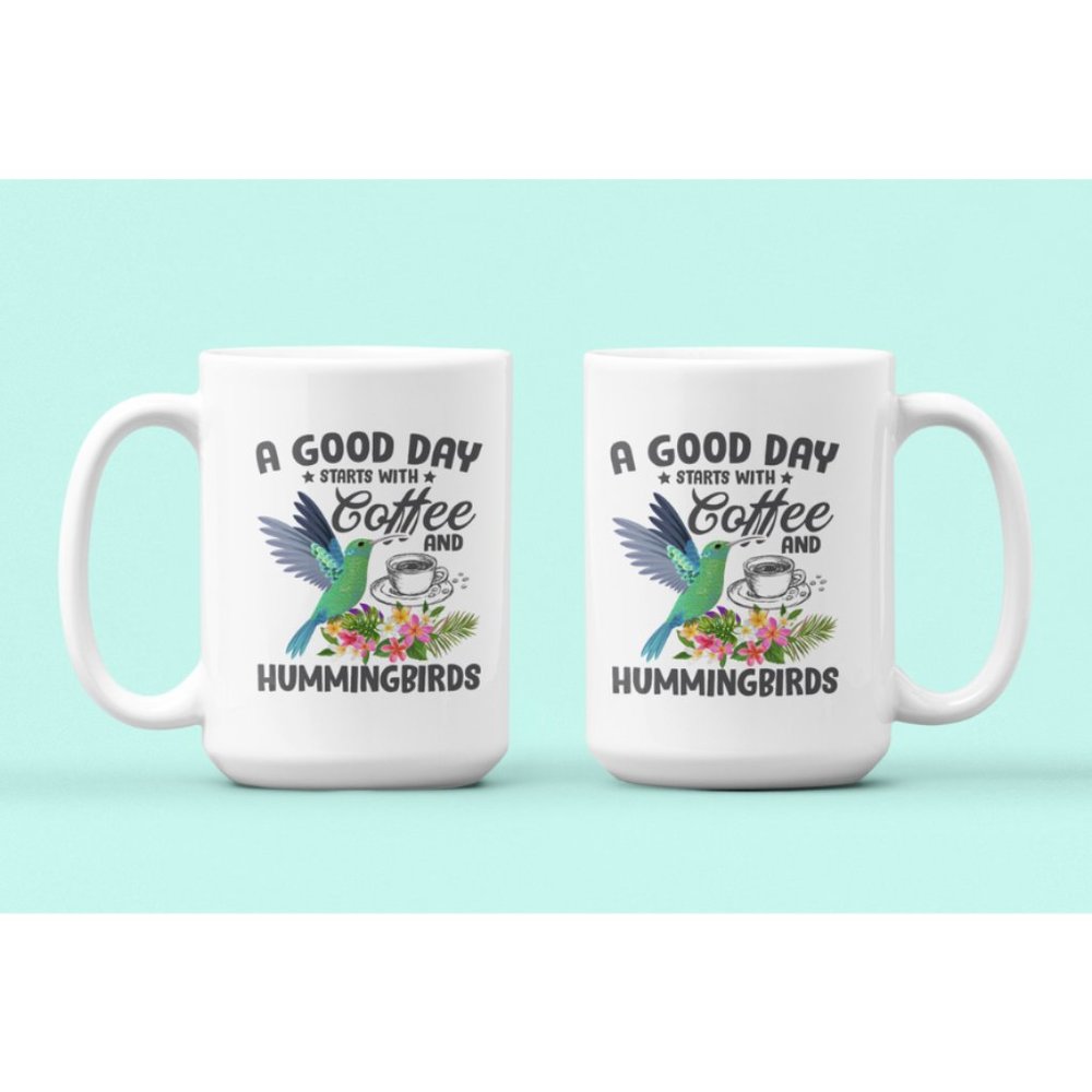 Hummingbird Mugs Set of Two Hummingbirds & Coffee